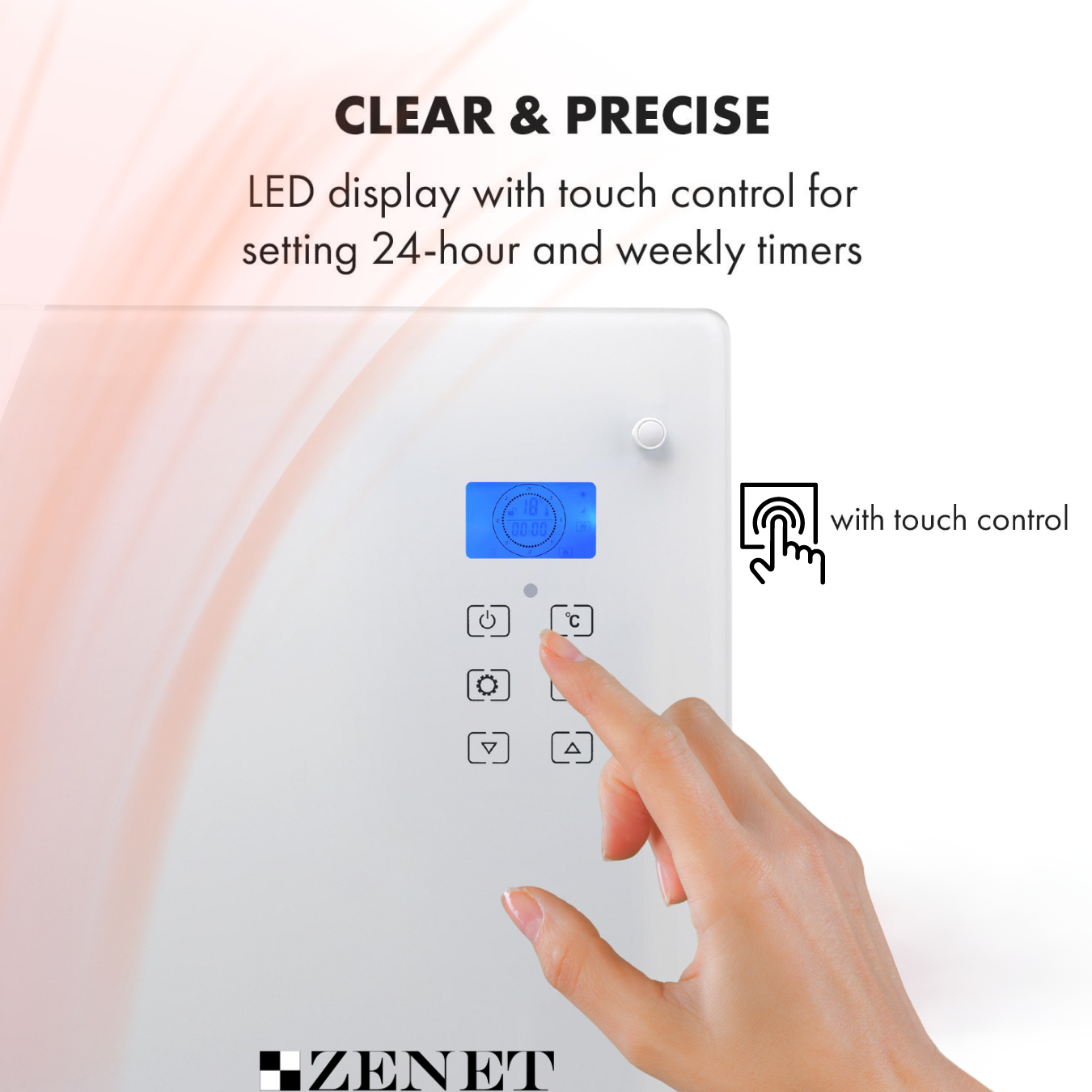 Konwektor Elektryczny Zenet ZET-526, Biały, Szklany 1500W - ZENET sp. z o.o.